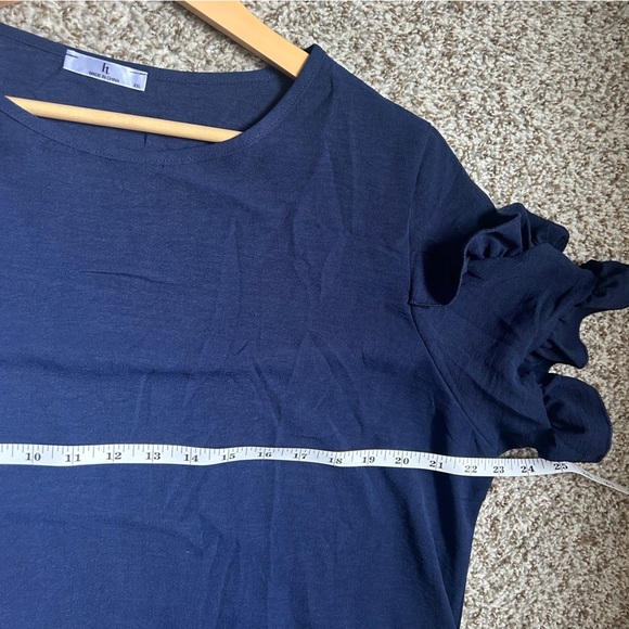 Elegant Navy Ruffle Sleeve Dress Casual Formal Lightweight Mini Summer XXL - Picture 6 of 7